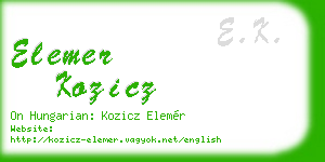 elemer kozicz business card